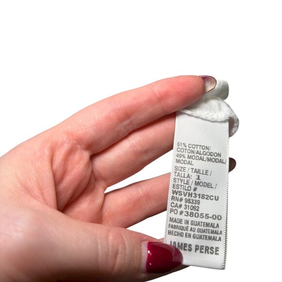 James Perse White Sheer Slub Crew Neck Tee Size 1 Small Cotton Modal - Picture 5 of 6